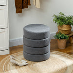 Stool, Round Teddy Fleece, 120 kg, Dark Grey