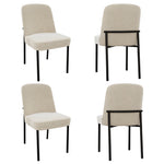 Dining Chairs Set of 4 Thickened Cushions Metal Legs Black Frame - Velvet Beige