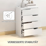Chest of Drawers/Side Cabinet, 4 Drawers Living Room/Bedroom, High-Gloss White