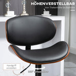 Bar Stools, Set of 2 Height-Adjustable Swivel with Footrests, Faux Leather Black