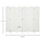 Room Divider 6-Panel Foldable Privacy Screen, White