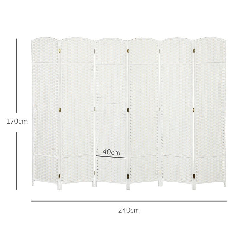 Room Divider 6-Panel Foldable Privacy Screen, White