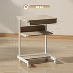 Rolling Desk with Drawer, Shelves, 4 Wheels, Chipboard & Metal