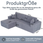 L-Shaped Modular Corner Sofa with Chaise Longue and High-Density Foam, Grey Corduroy