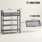 Shoe Rack 4-Tier, 9 Pairs, Chipboard Metal, Grey
