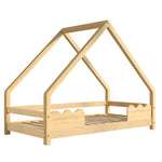 House Bed 90x200cm Fall Protection - Solid Wood Natural