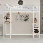Iron Frame Bed, L-Shaped Desk, Railing, Stairs, Metal