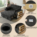 Sofa Bed, Folding with Storage, Cup Holder, USB, Gray