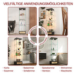 Glass Display Cabinet with LED Lighting, Drawers & Tempered Glass Shelves, H167cm Black