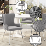 Velvet Dining Chair Set of 4 with Metal Legs Grey