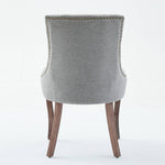A&A Furniture Ultra Side Dining Chair with Thickened Fabric and Solid Wood Legs, Set of 2, Gray