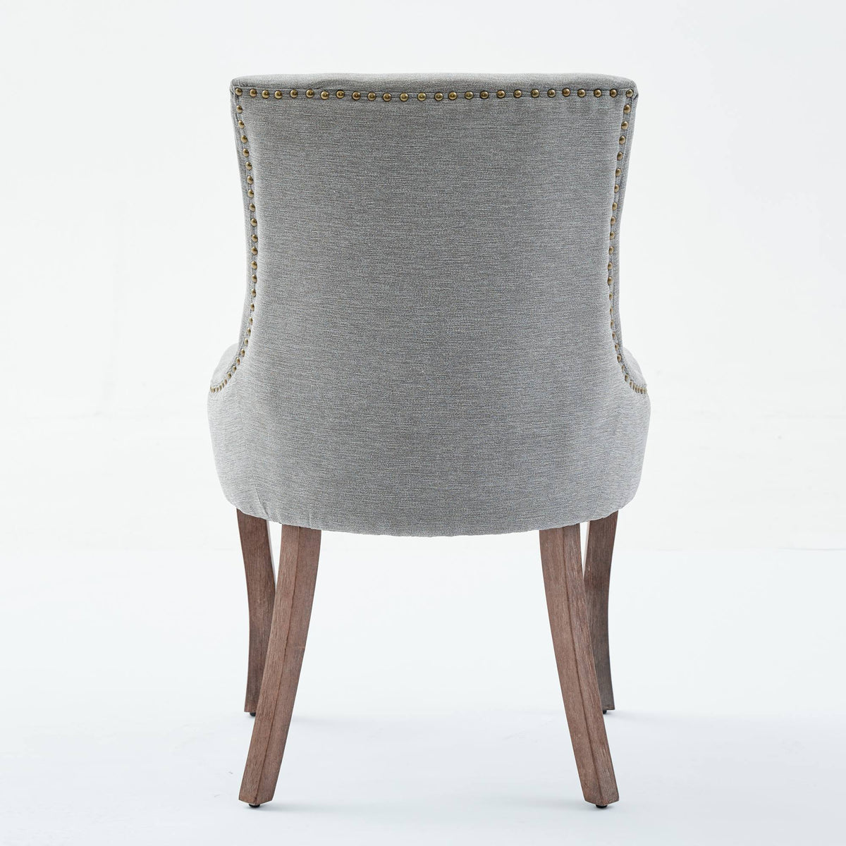 A&A Furniture Ultra Side Dining Chair with Thickened Fabric and Solid Wood Legs, Set of 2, Gray