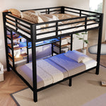 Bunk Bed 90/140x200 cm with Storage, USB & LED, Black Metal
