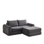 Corduroy 2-in-1 Sofa Bed with Two Pillows and Removable Footstool, Corduroy