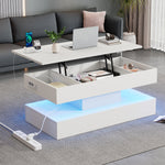Modern Coffee Table LED Storage Hydraulic Lift 100x50x42cm