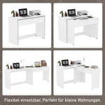 Desk + Chest of Drawers, 2-in-1 Extendable Compact Foldable, 1.8cm Thick Wood