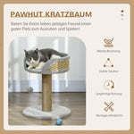 PawHut Cat Tree Small, Cat Scratching Post with Play Ball Lying Area, Jute Grey