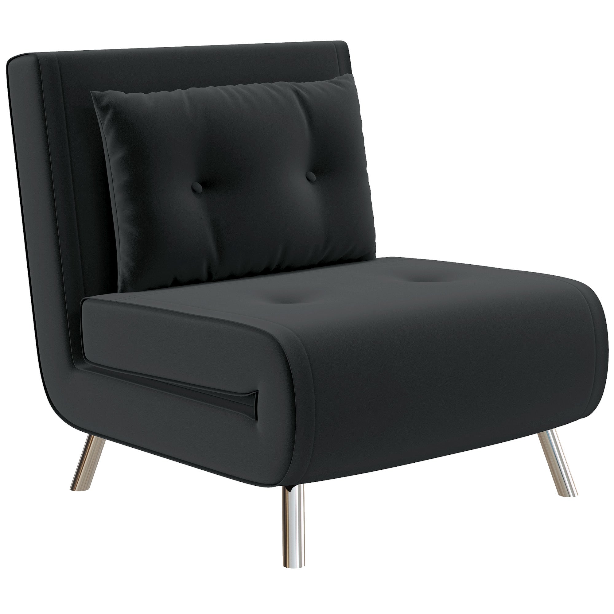 Folding Armchair, Bed Function Single Sofa, Velvet Black
