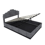 Modern Soft Bed with Mattress 140x200cm, Pneumatic Storage, Grey