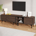TV Cabinet Lowboard 180cm 2 Cabinets Open Shelves for 80 Inch TV - Dark Walnut