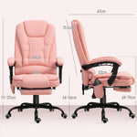 Office Chair, 7-Point Massage Reclining Height-Adjustable 120 kg Capacity, Pink