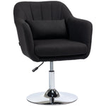 Armchair Recliner with Armrests Lumbar Cushion Swivel Metal Frame, Linen Look Black
