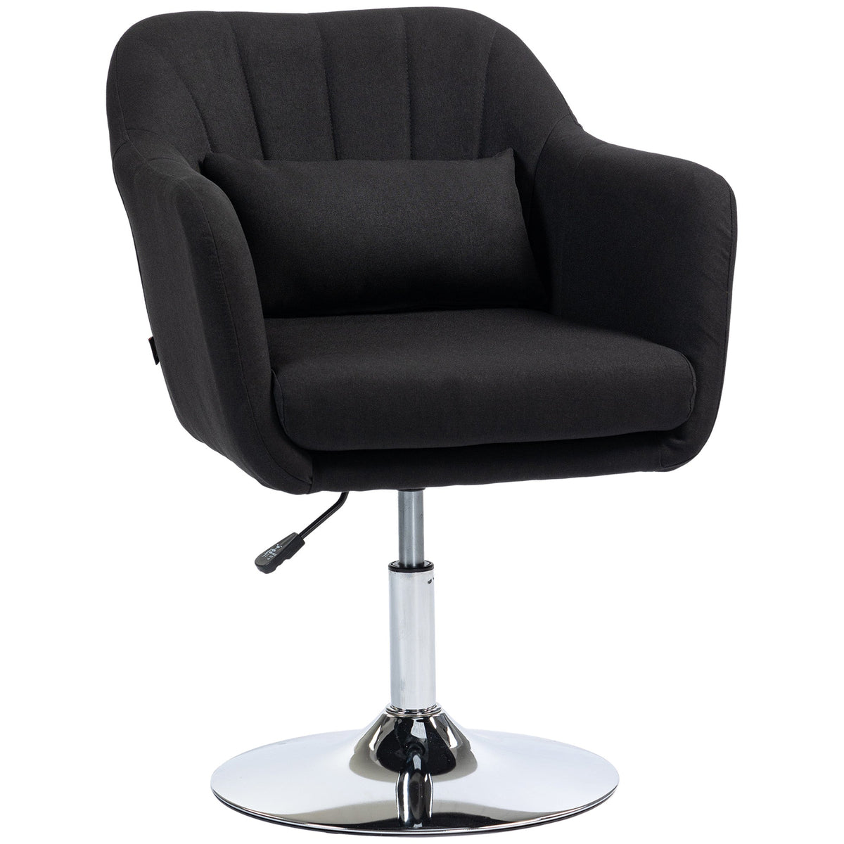 Armchair Recliner with Armrests Lumbar Cushion Swivel Metal Frame, Linen Look Black