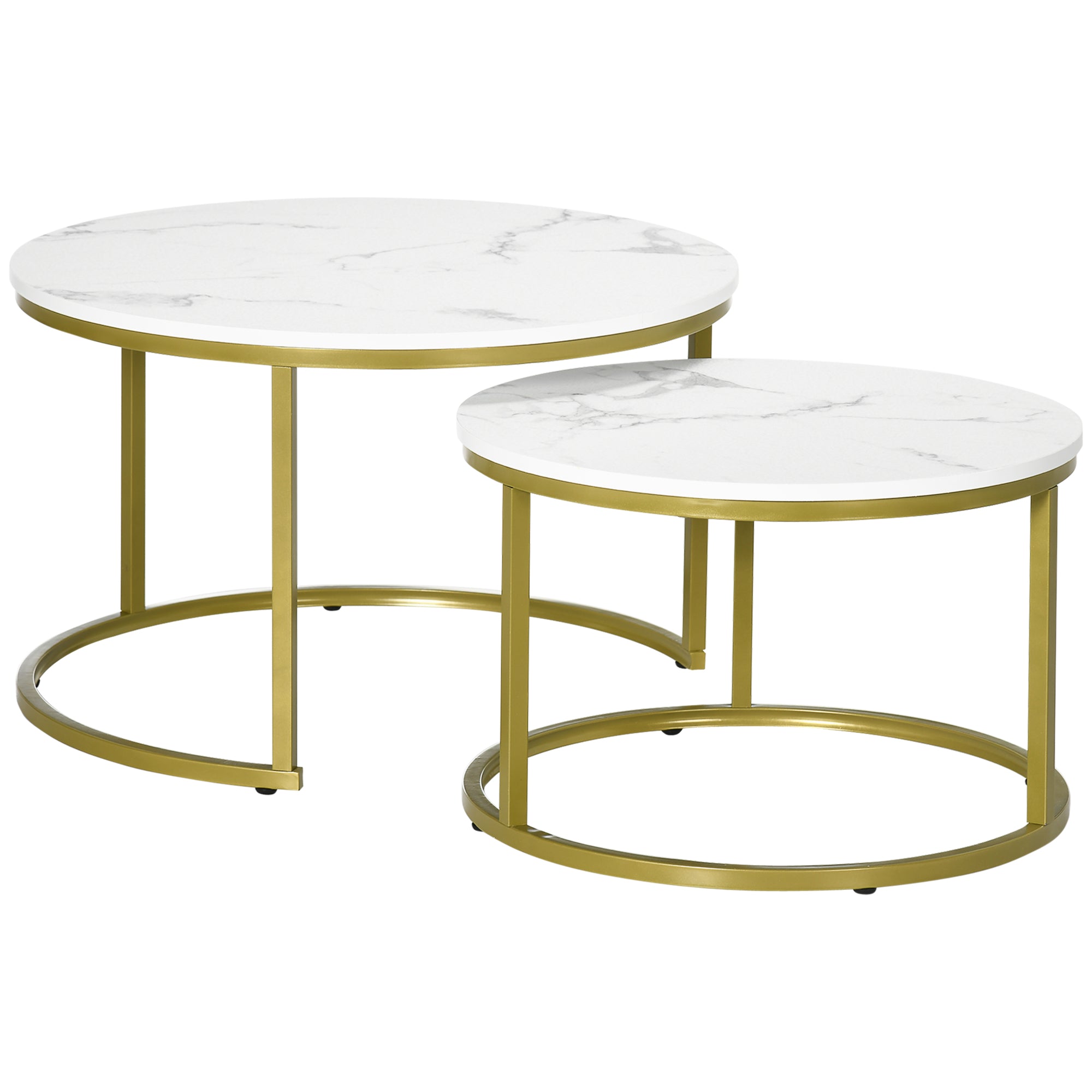 Coffee Tables, Round Stackable with Steel Frame, White