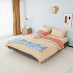 Bed Frame 160x200cm Minimalist Low Box - Gray Dutch Velvet