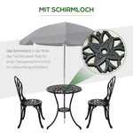 2-Person Outdoor Seating Set with Table & Chairs, Black Aluminum