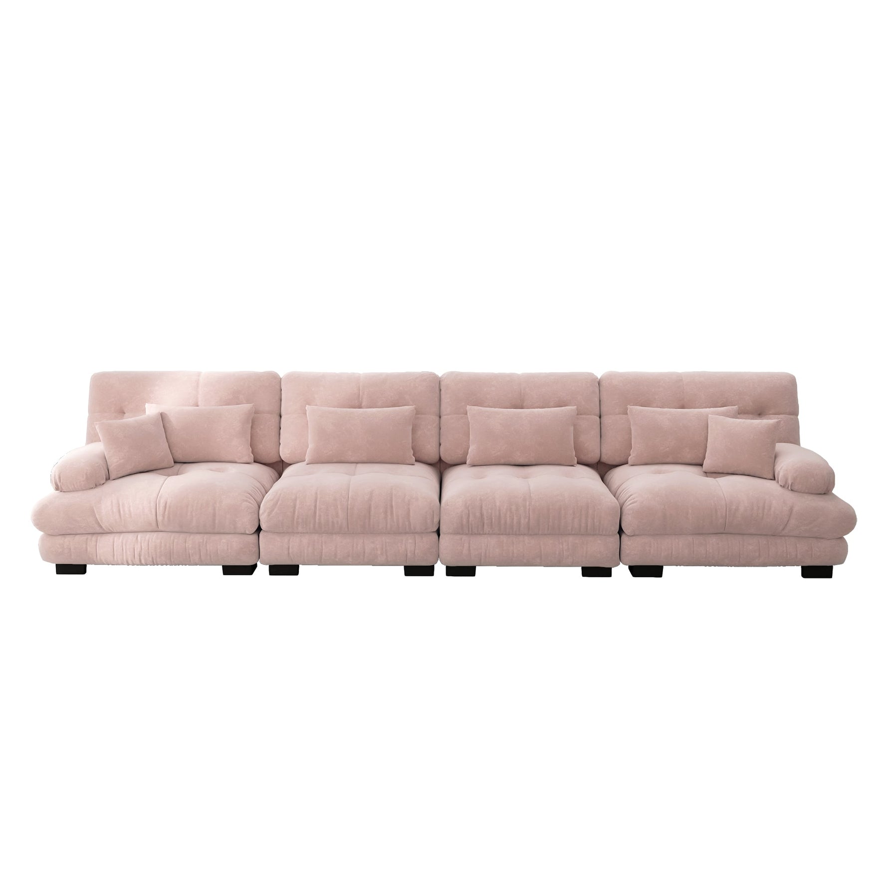 4-Seater Modular Corner Sofa, Deep Seat Sofa Bed, Chenille Pink