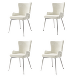 Dining Chair, Set of 4, Luxurious Lounge Chair with Silver Metal Legs, Beige Velvet