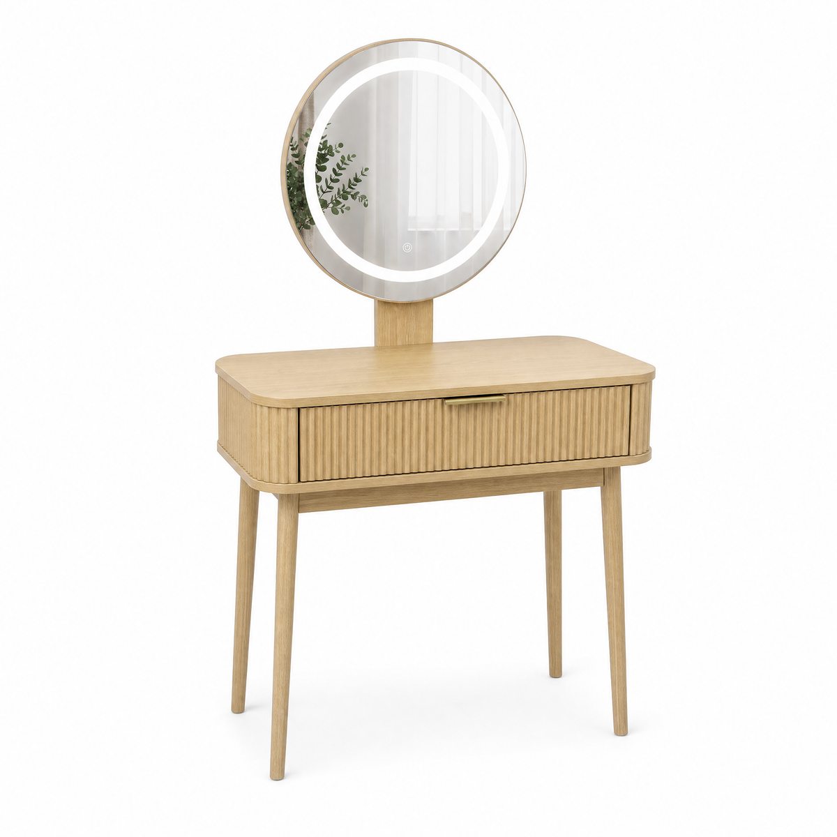 Dressing Table with LED Mirror & Drawers, 80x40x133 cm, Oak