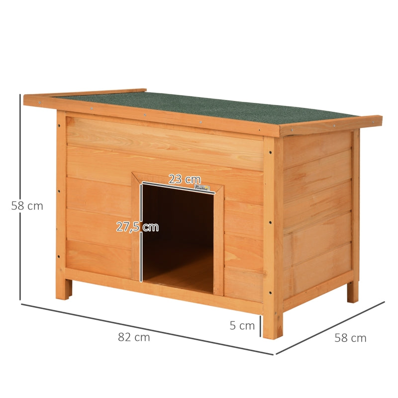 Outdoor Dog Kennel, Hinged Asphalt Roof, Raised Floor, Wooden, Yellow