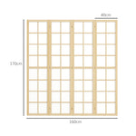 Folding Screen 4-part 160 x 170 cm Room Divider Natural