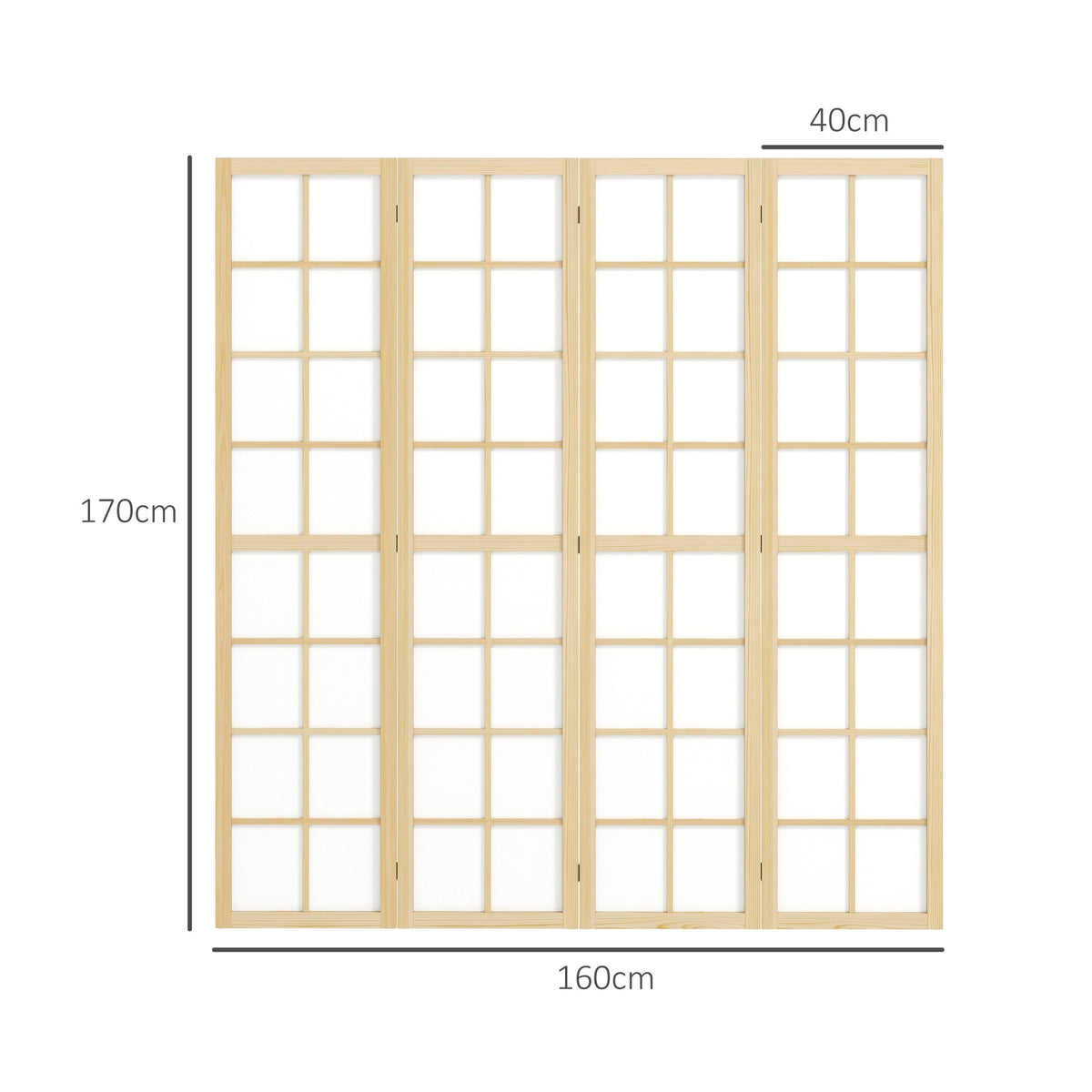 Folding Screen 4-part 160 x 170 cm Room Divider Natural
