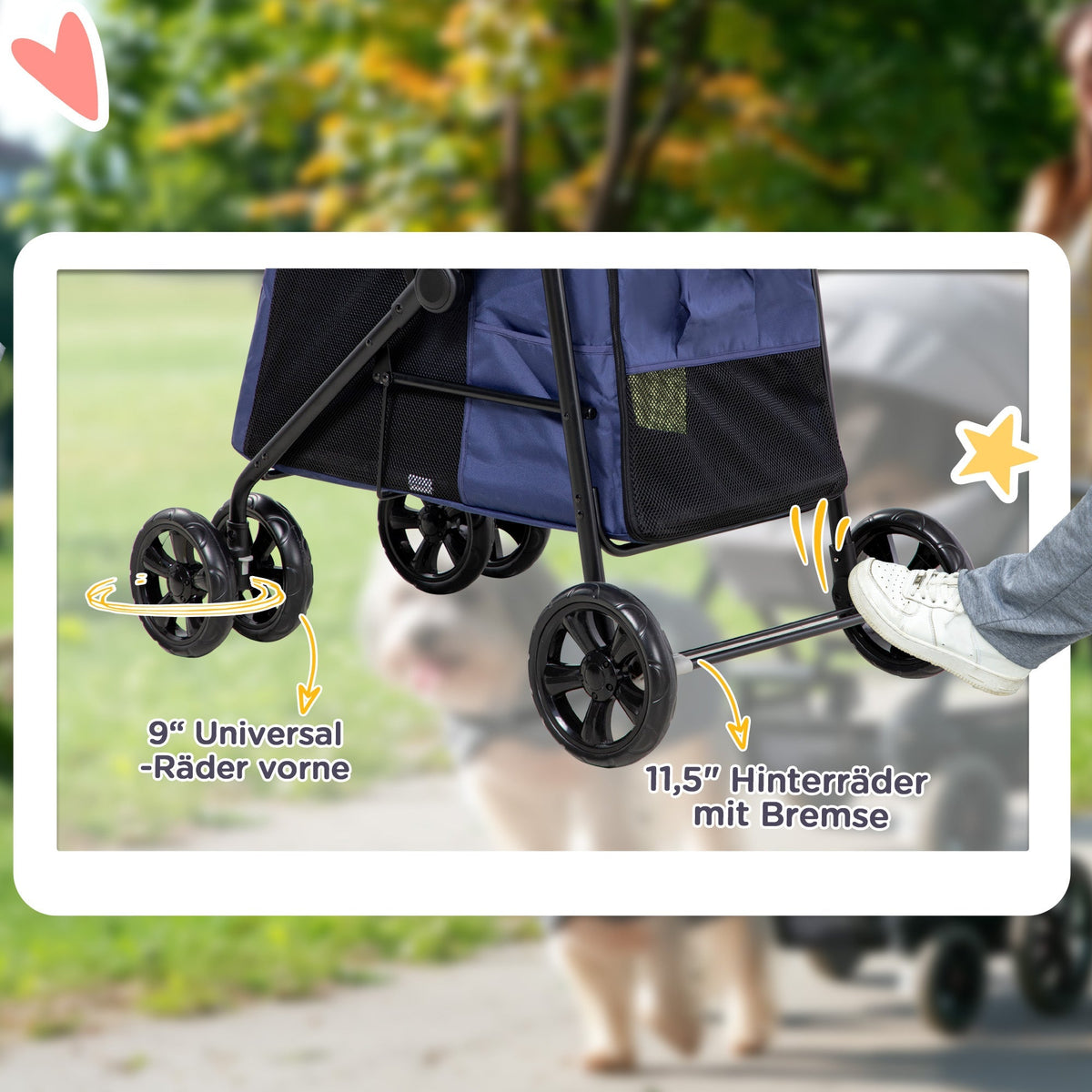 Dog Stroller Foldable Buggy Cushion Mesh up to 20 kg Oxford Fabric Blue