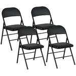 Folding Chairs, Portable Office/Reception with Metal Legs, Faux Leather Black