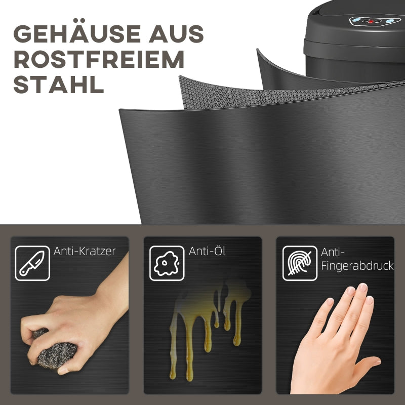 50L Sensor Waste Bin, Soft-Close Touchless Stainless Steel