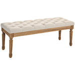 Upholstered Bench, Bed Bench, Wooden Legs, Cream