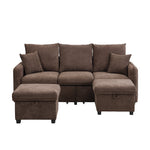 Multifunctional Corner Sofa, U-Shaped Three-Seater, Storage, Drawers & Ottoman, Sleeping Function, Chenille