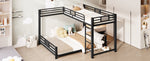 L-shaped Bunk Bed 90x200 over 140x200, Metal, Black