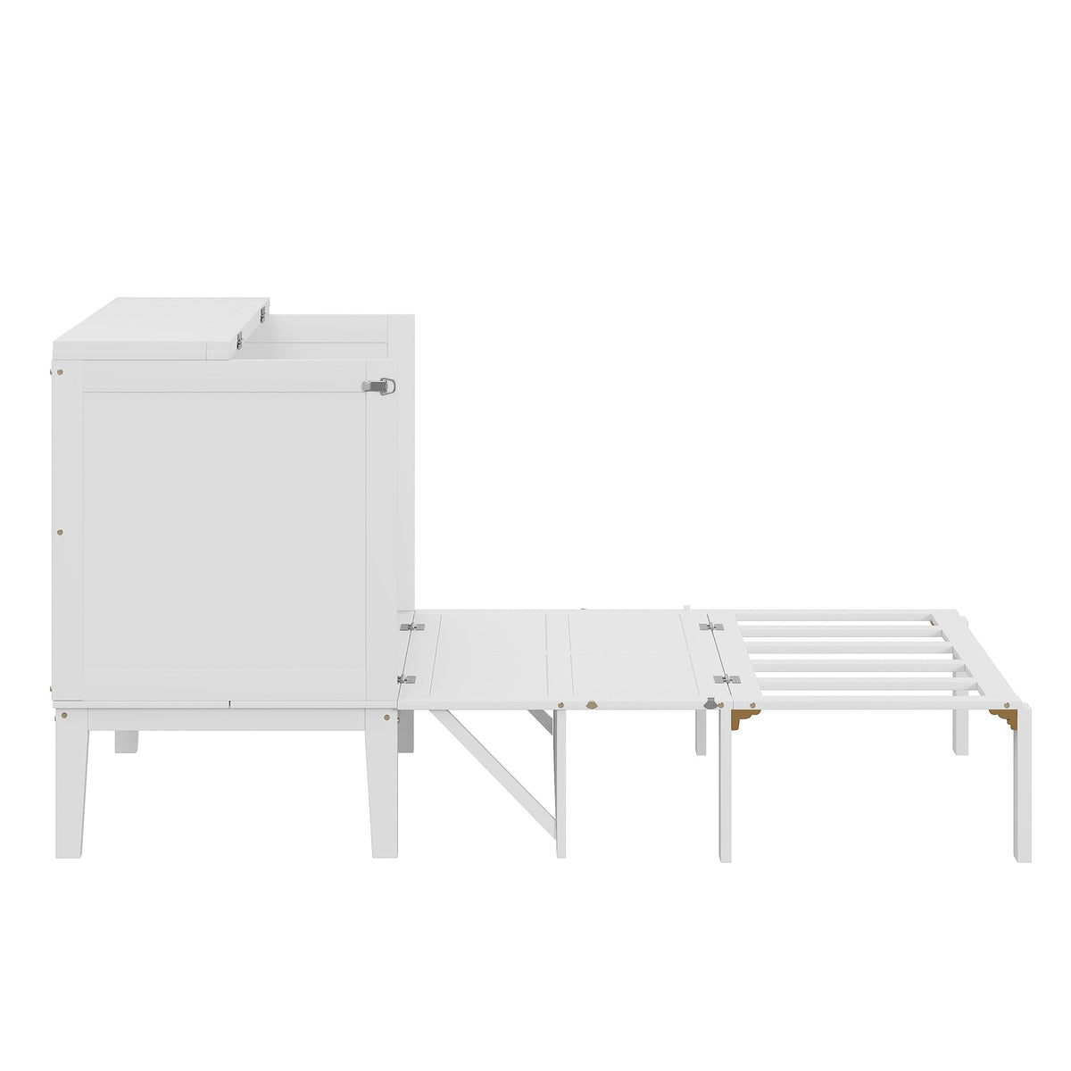 Wall Bed, 90x200 cm, Slatted Frame, Youth, White