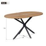 Dining Table Oval 120x80cm 4-6 Seater Metal Legs - Natural
