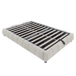 Upholstered Bed, 140x200cm, LED Light, Hydraulic Floating, Beige