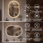 Capsule LED Bathroom Mirror 50x80cm Anti-Fog, Tempered Glass