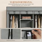 Wardrobe Folding Fabric with Clothes Rail Drawers Zipper, Light Grey