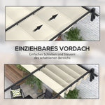 Pavilion Pergola 3x3m Windproof Adjustable Roof, Cream-Colored