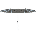 Double Parasol, Solar LED, UV 50+, Aluminium, Dark Grey