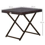Garden Table Side Table, Foldable 40x40x40 cm, Polyrattan Metal Brown